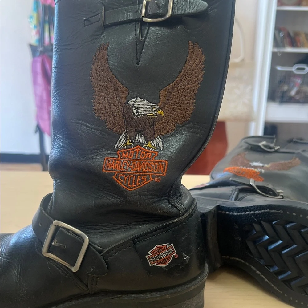 Harley-Davidson Black Combat Boots with Eagle Design - Picture 4 of 5